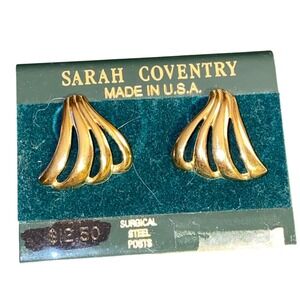 Sarah Coventry Gold Tone Earrings Vintage Surgical Steel Posts USA Made‎
